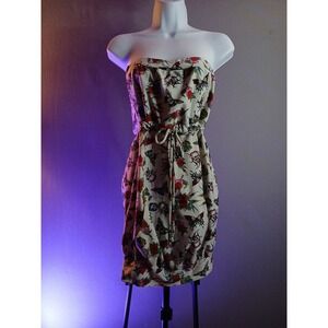 Vigui Strapless Skirt Ed Hardy Style Tattoo Pattern Small Adjustable